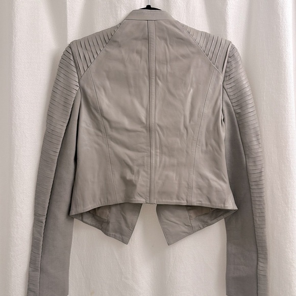 Lamarque Azra leather updated moto jacket sz S Ash Grey - Picture 2 of 6
